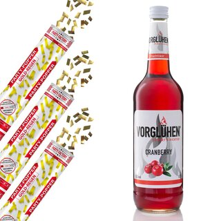 set 3 party popper goldregen + 1 drink 0,7 cranberry